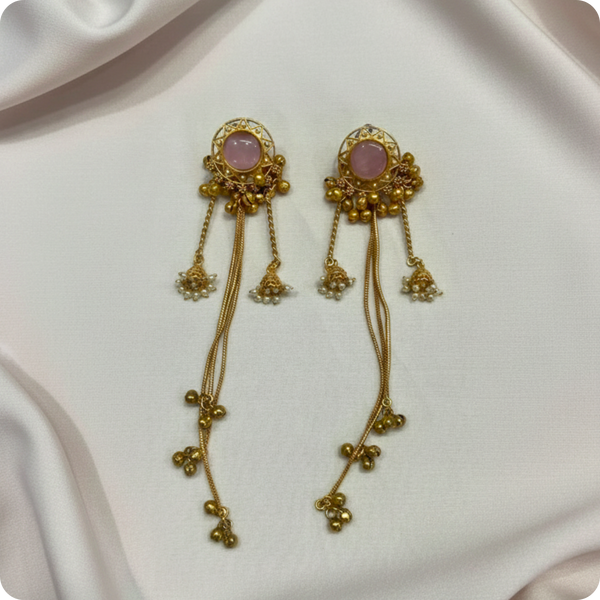 Blush Aura Gold Jhumka Dangler Earrings