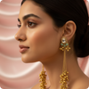 Regal Gold Kundan Long Drop Earrings β Traditional Bridal Statement Jewellery
