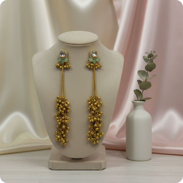 Royal Kundan Long Tassel Earrings