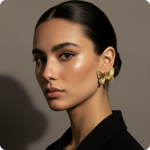Golden Luxe Butterfly Stud Earrings