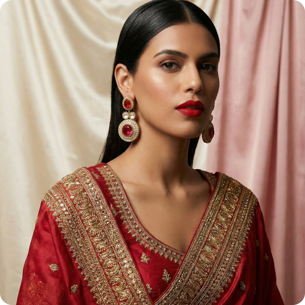 Royal Ruby Radiance Kundan Dangler Earrings