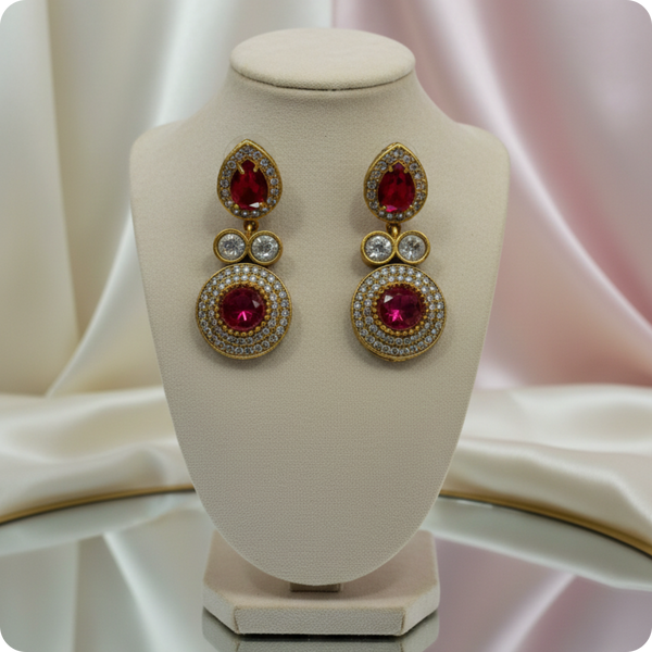 Royal Ruby Radiance Kundan Dangler Earrings