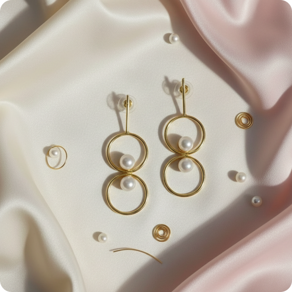 Elegant Dual Hoop Pearl Drop Earrings