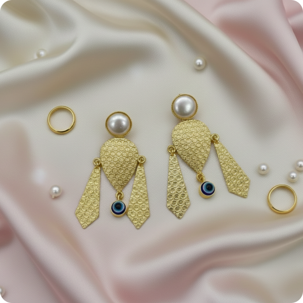 Regal Pearl & Gold Sculpted Statement Earrings