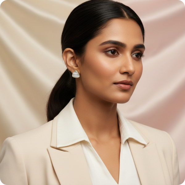 PearlGlow Studs – Mother-of-Pearl Elegance in Gold Finish