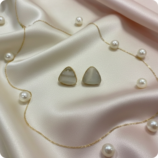 PearlGlow Studs – Mother-of-Pearl Elegance in Gold Finish