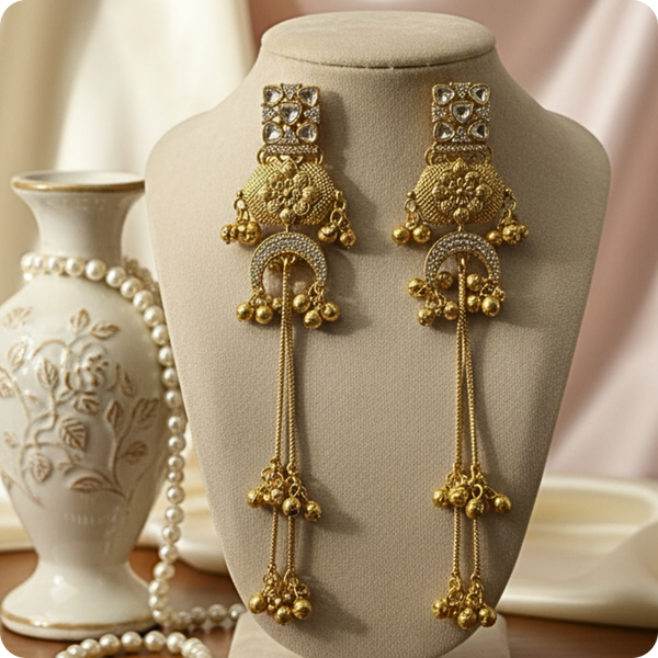 Majestic Golden Temple Tassel Earrings