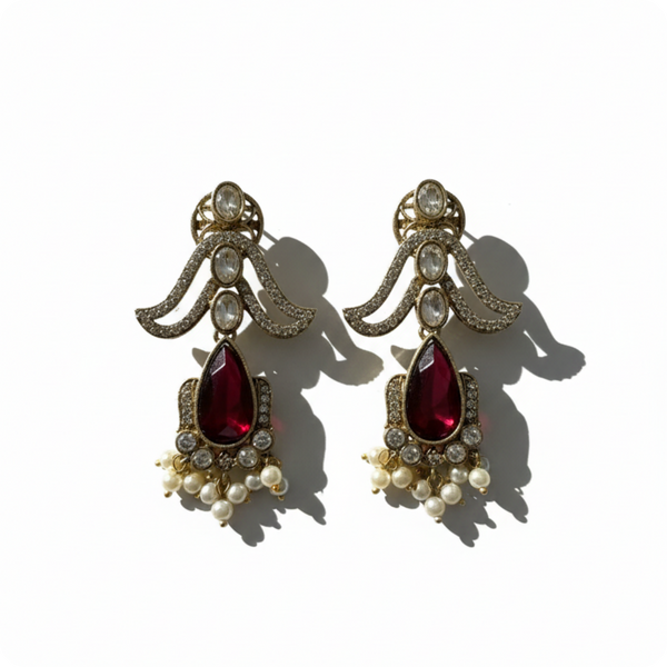 Royal Ruby Drop Kundan Luxury Earrings