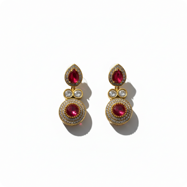Royal Ruby Radiance Kundan Dangler Earrings