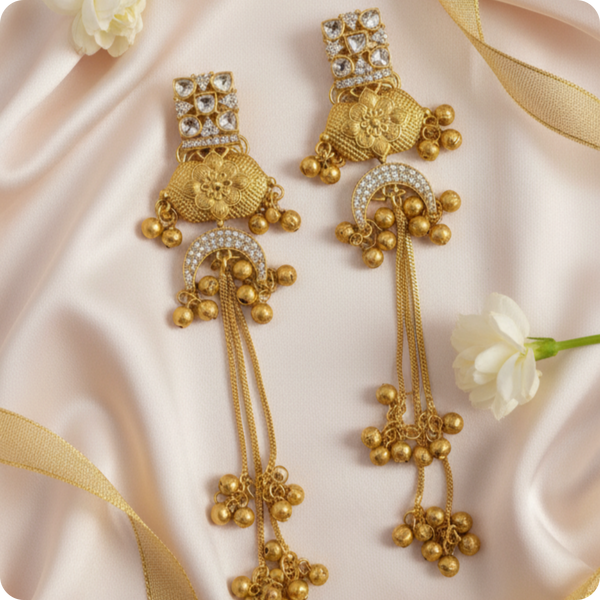 Majestic Golden Temple Tassel Earrings