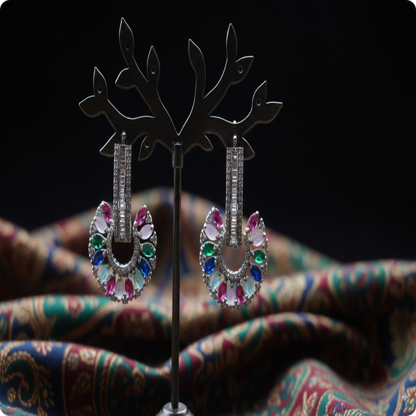 β¨ Multi-Color AD Stone Earrings for Women | Elegant Party & Casual Wear
