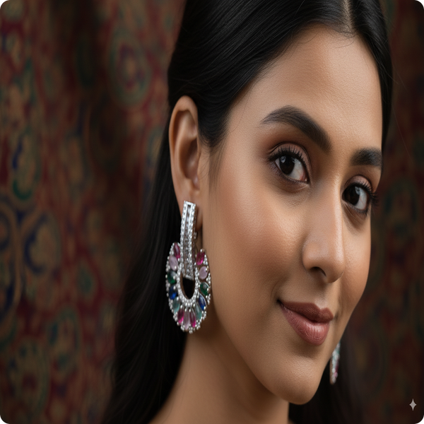 β¨ Multi-Color AD Stone Earrings for Women | Elegant Party & Casual Wear