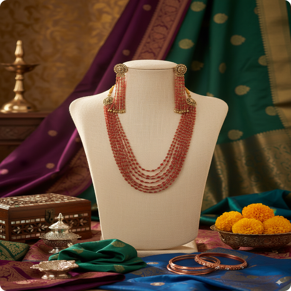 Traditional Chid Red Mala | Ethnic Beaded Necklace for Festive Wear