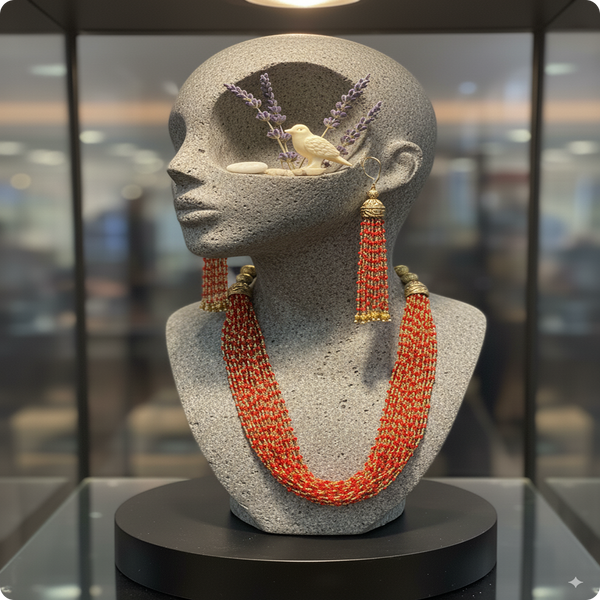 Traditional Chid Red Mala | Ethnic Beaded Necklace for Festive Wear
