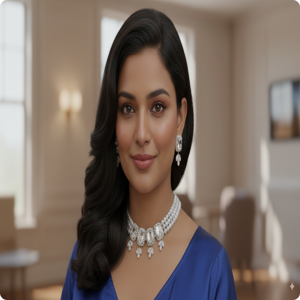 White Chocker Set | Ethnic Beaded Necklace for Festive Wear