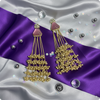 πΈ Long Pink Stone Kashmiri Jhumka Earrings with Golden Tassels β Traditional Statement Jewelry