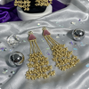 πΈ Long Pink Stone Kashmiri Jhumka Earrings with Golden Tassels β Traditional Statement Jewelry
