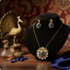 π Royal Blue Stone Kundan Necklace Set with Matching Earrings β Traditional Indian Jewelry
