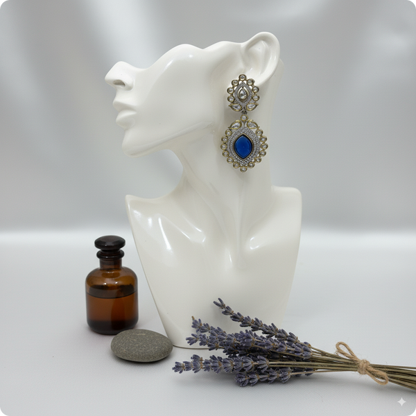 💙 Royal Blue Kundan Earrings – Traditional Indian Wedding Jewelry