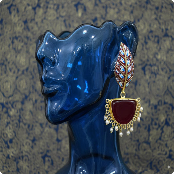 ✨ Anamel Natural Stone Maroon Earrings | Elegant Ethnic & Party Wear