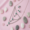 Multi Layer Green Stones Necklace | Elegant Statement Jewelry