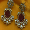 ❤️ Royal Red and White Kundan Chandbali Earrings – Traditional Indian Wedding Jewelry