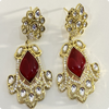 ❤️ Royal Red and White Kundan Chandbali Earrings – Traditional Indian Wedding Jewelry