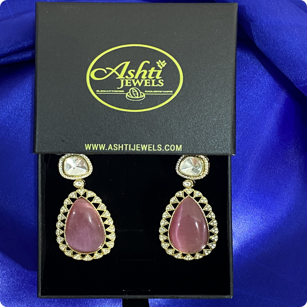 πΈ Pink Moissanite Drop Earrings β Luxury Party & Wedding Jewelry