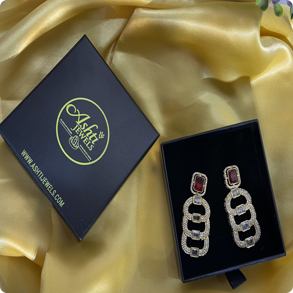 π Ruby Red Chain-Link Dangler Earrings β Elegant Party & Evening Jewelry