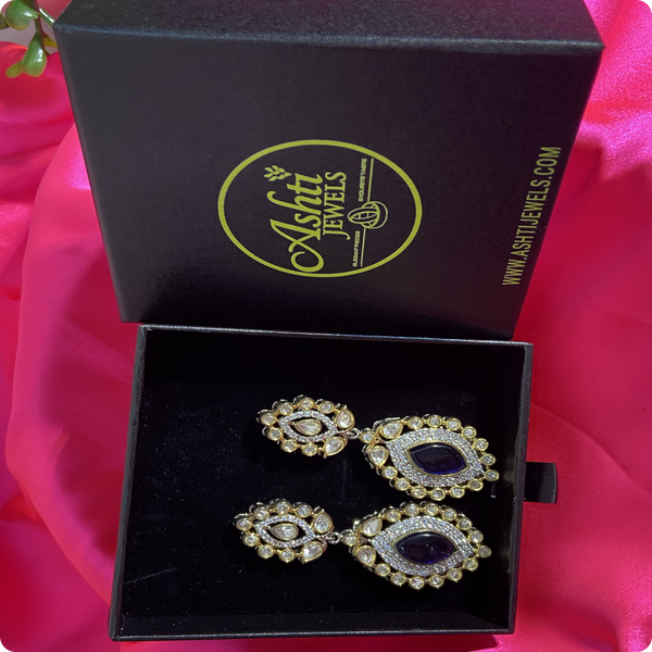 💙 Royal Blue Kundan Earrings – Traditional Indian Wedding Jewelry