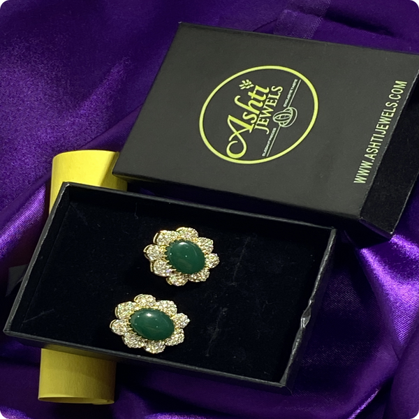 π Green Moissanite Floral Earrings β Luxury Statement Party Jewelry
