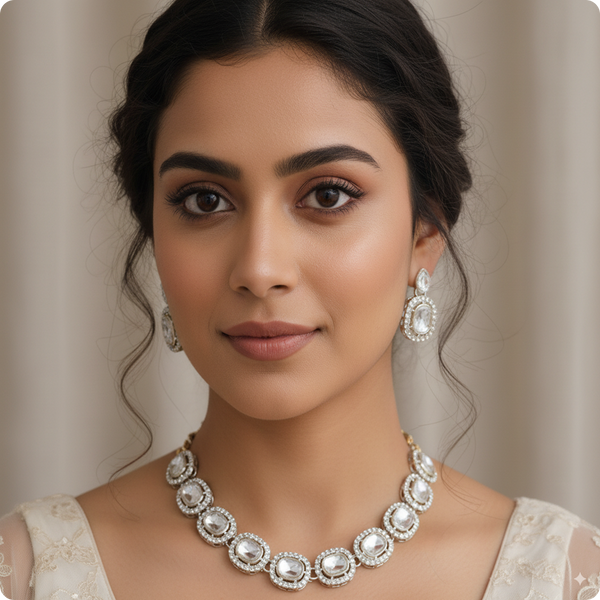Elegant Kundan Necklace and Earrings Set – Bridal & Party Wear Jewelry for Women