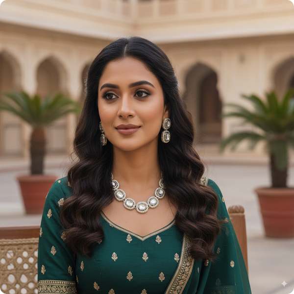 Elegant Kundan Necklace and Earrings Set – Bridal & Party Wear Jewelry for Women