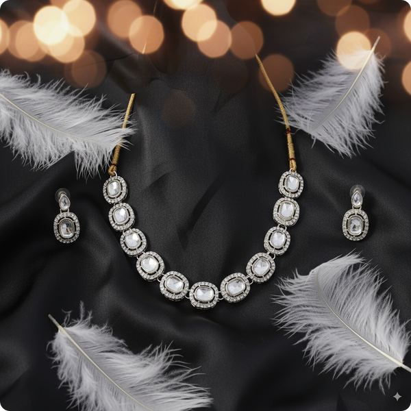 Elegant Kundan Necklace and Earrings Set – Bridal & Party Wear Jewelry for Women