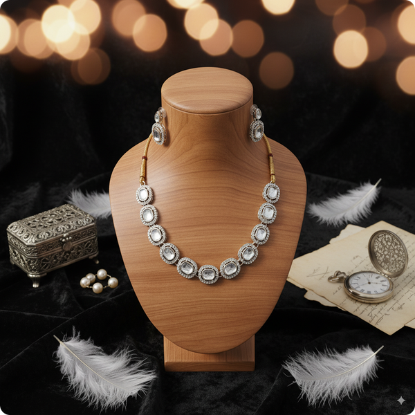 Elegant Kundan Necklace and Earrings Set – Bridal & Party Wear Jewelry for Women