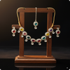 Multicolor Oval Stone Necklace Set – Kundan Style with Drop Beads