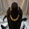 Multicolor Square Stone Necklace Set – Handmade Boho Style with Pearl Border