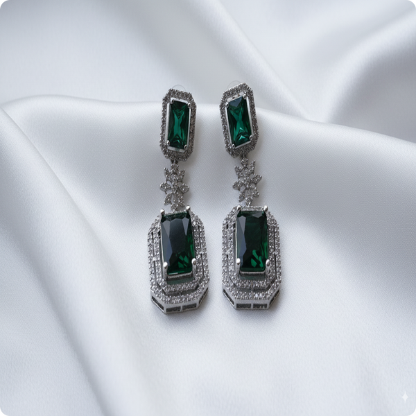 ✨ Moissanite High-Quality Green Earrings | Elegant Party & Daily Wear