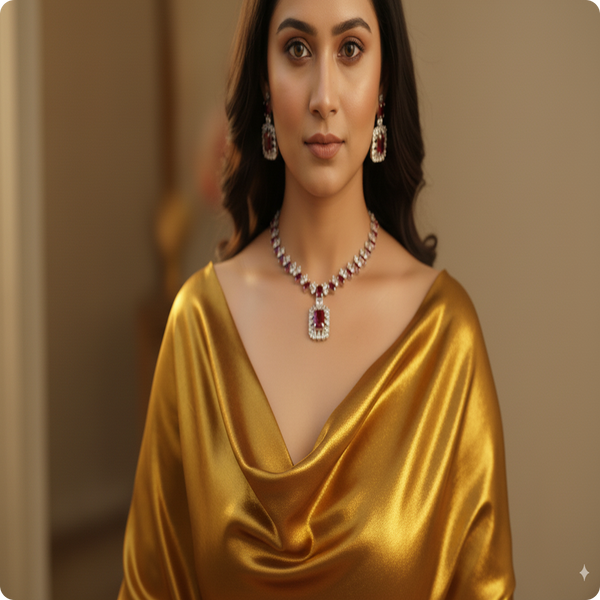 Maroon AD Stone Jewelry Set | Elegant Party & Bridal Wear