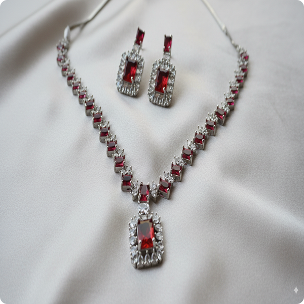 Maroon AD Stone Jewelry Set | Elegant Party & Bridal Wear