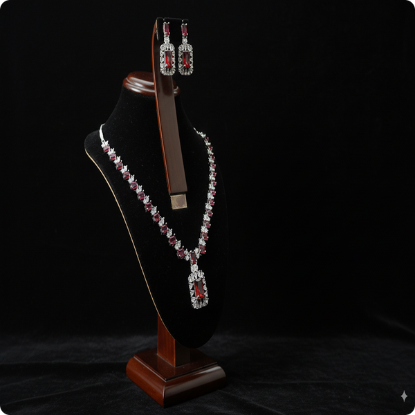 Maroon AD Stone Jewelry Set | Elegant Party & Bridal Wear
