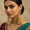 πΈ Long Pink Stone Kashmiri Jhumka Earrings with Golden Tassels β Traditional Statement Jewelry