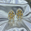 Classic Round Kundan Stud Earrings – Pearl Edge Detailing
