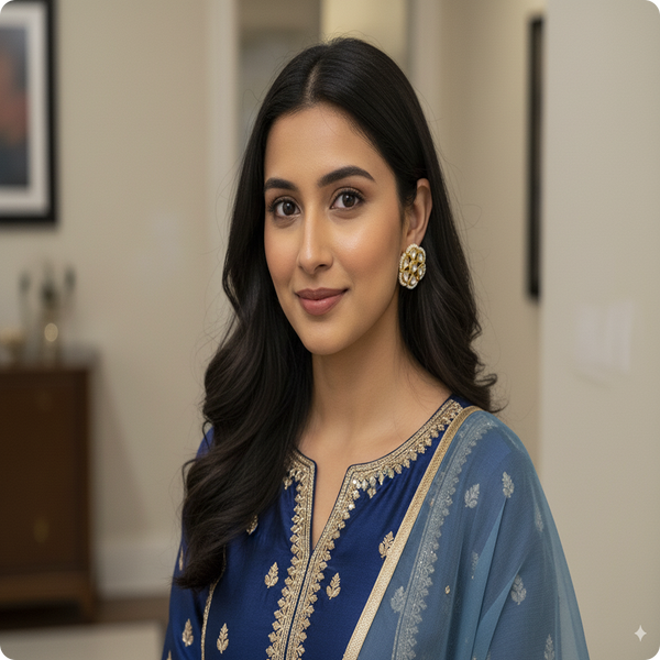 Classic Round Kundan Stud Earrings – Pearl Edge Detailing