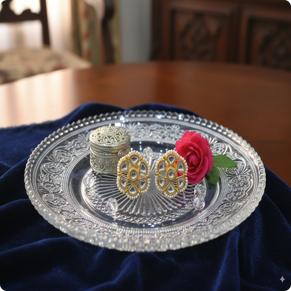 Classic Round Kundan Stud Earrings – Pearl Edge Detailing