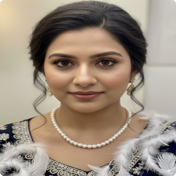Classic White Pearl Mala – Single Strand Elegant Necklace for Women