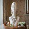 ✨ Green & Lavender Stone Bridal Necklace Set