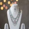 ✨ Green & Lavender Stone Bridal Necklace Set