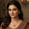 Elegant Pink Stone Pendant Necklace with Earrings – Gold-Plated Traditional Jewelry Set