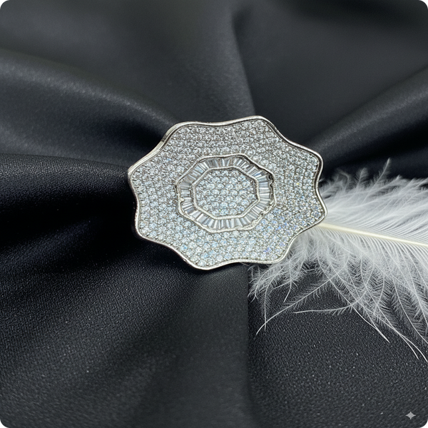 Statement Diamond Flower Cocktail Ring | Designer Luxury Party Wear Ring